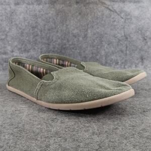 Report Shoes Womens 10 Flats Slip On Comfort Jelly Green Canvas Casual Loafer